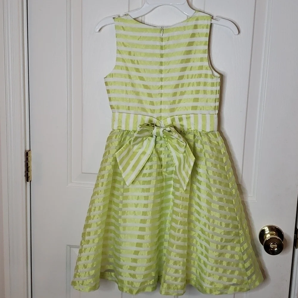 GYMBOREE lawn party green striped dress size 7
